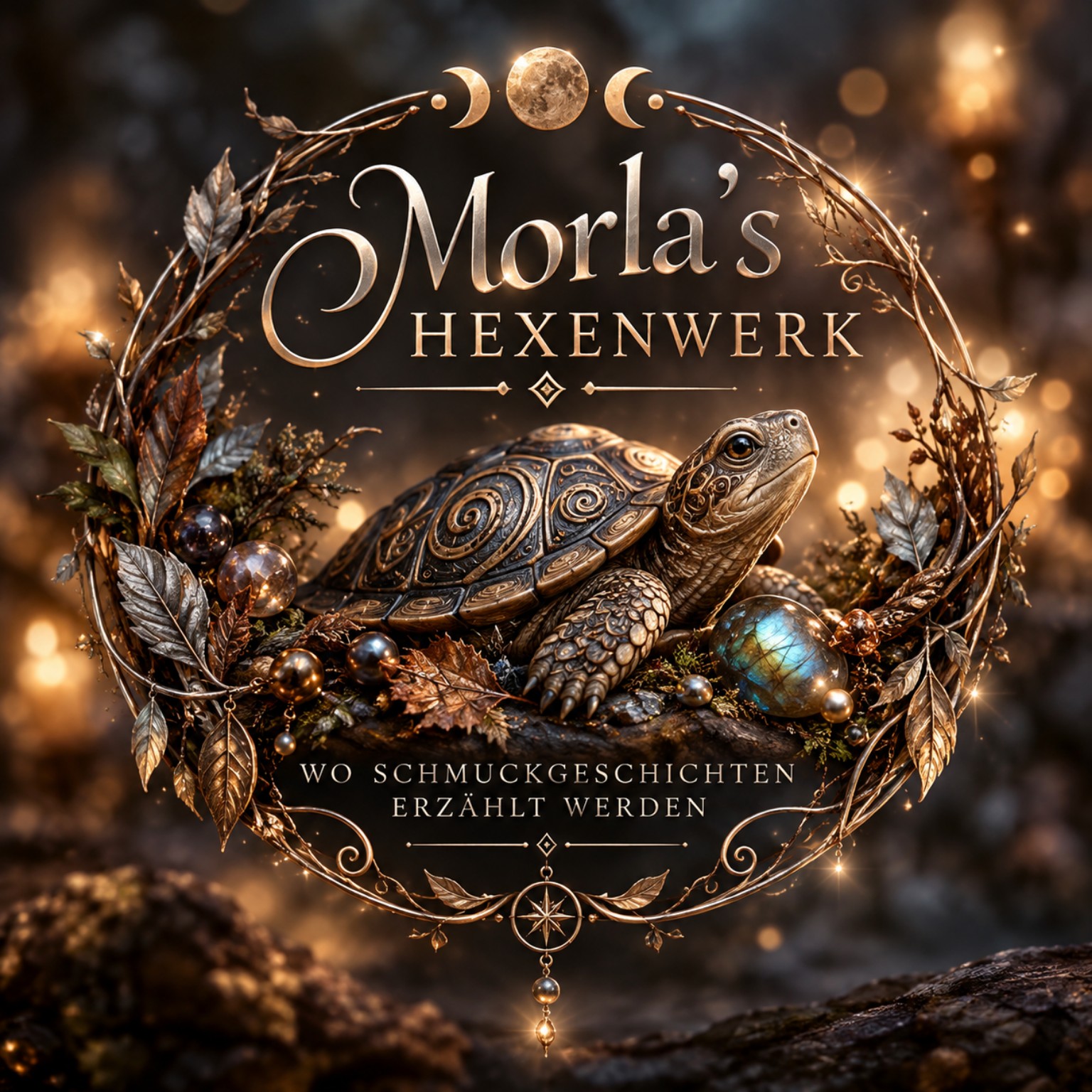 Die ausgearbeitete bronzefarbene Schildkröte von Morla’s Hexenwerk